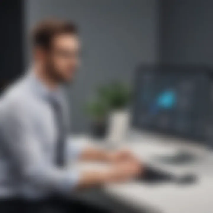 Business professional evaluating file converter software features