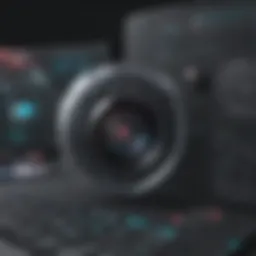 An artistic representation of Adobe Dimension's user interface showcasing its features