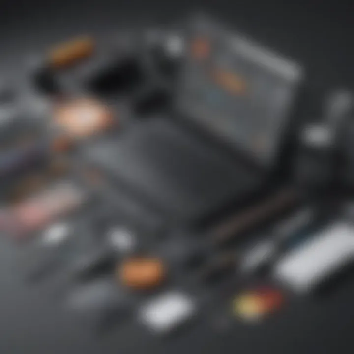 Visual representation of design tools and features available in free applications