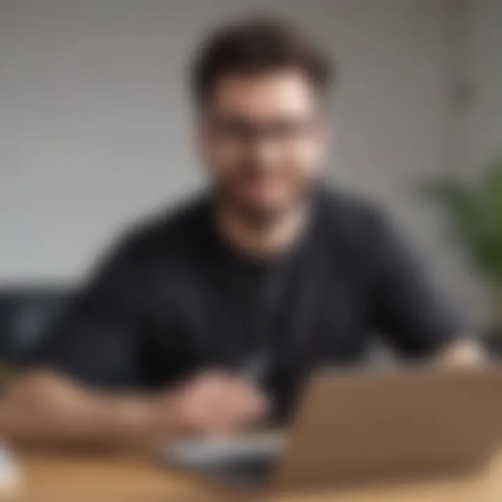 Small business owner utilizing MYOB Free on a laptop