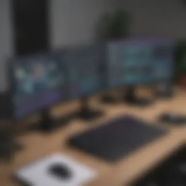 Collaborative Workspace with Premiere Pro Online A professional workspace with Premiere Pro Online in use, depicting a collaborative environment