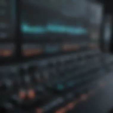 Sleek Audio Editing Software Interface A sleek interface of professional audio editing software showcasing advanced features.