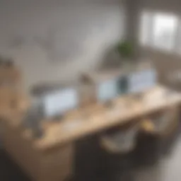 Illustration showcasing the integration of SketchUp Cloud in a modern workspace