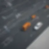 Illustration showing the concept of geofencing in fleet management