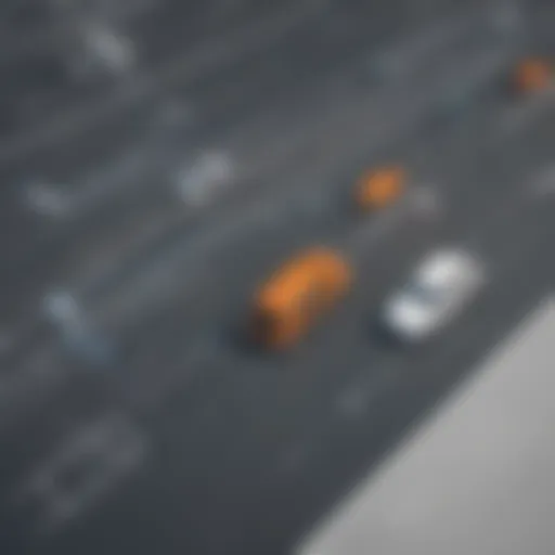 Illustration showing the concept of geofencing in fleet management