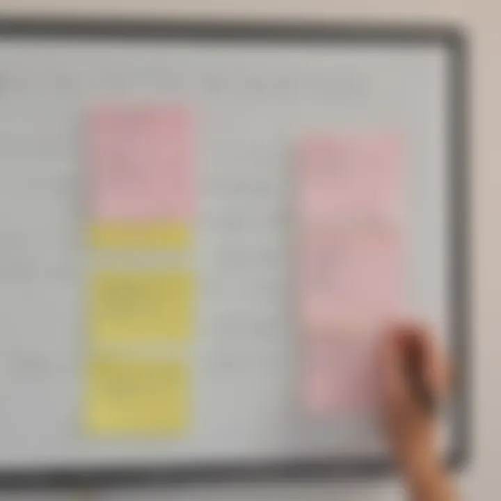 Illustration of best practices for using sticky notes in Zoom Whiteboard