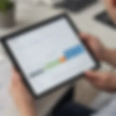 Engaging with Bookipi Invoice A user engaging with the Bookipi Invoice application on a tablet