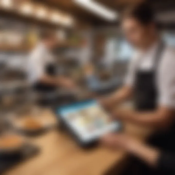 Restaurant staff utilizing a tablet for transactions