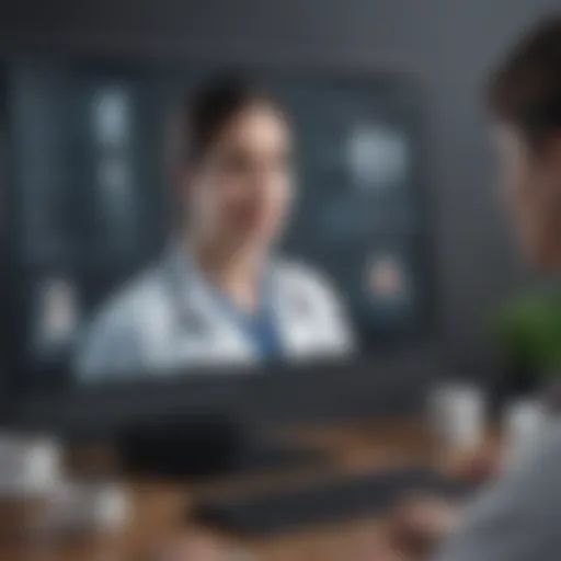 Illustration of telemedicine software interface showcasing patient interaction